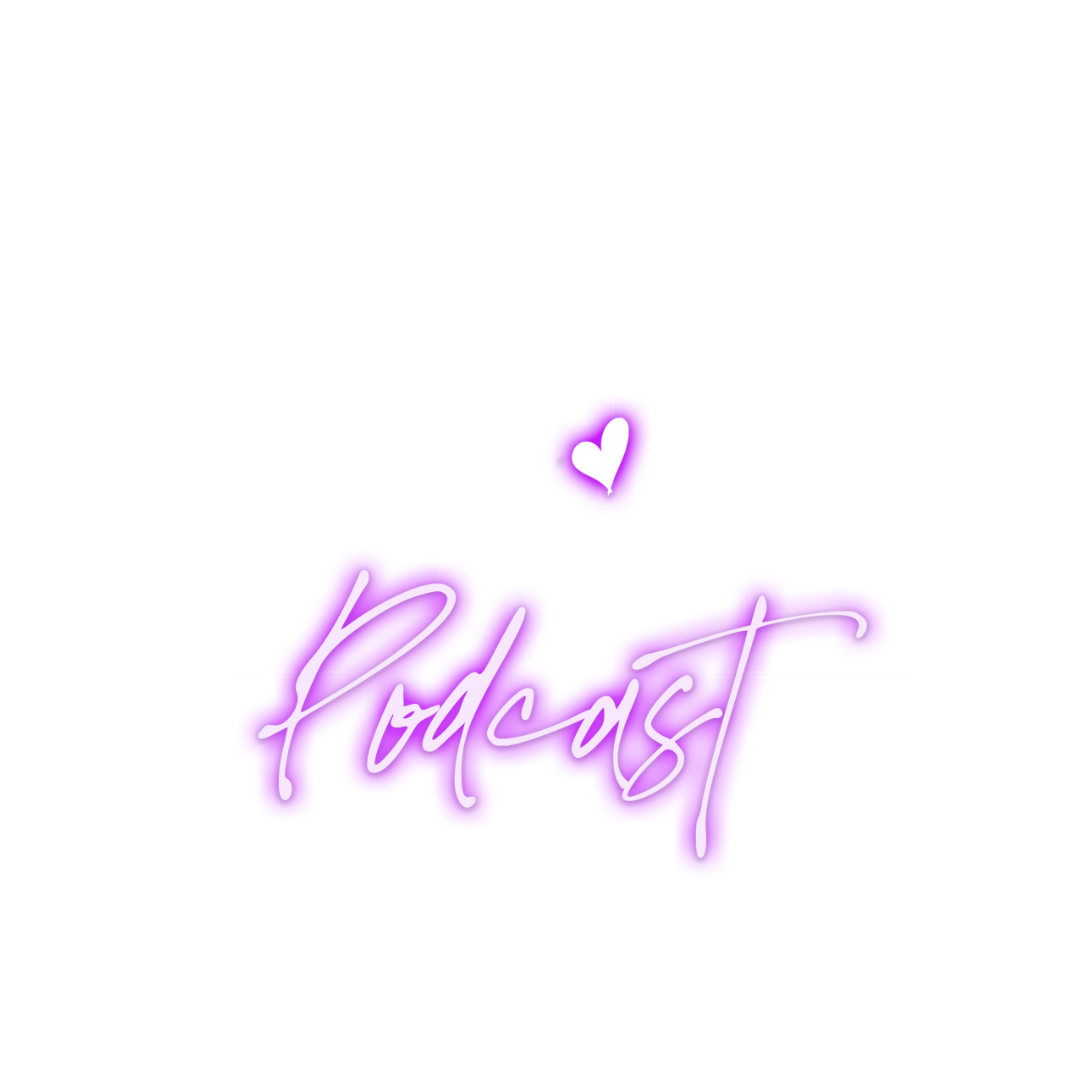 Elegant and bold logo for Things You Should Consider Podcast with white and magenta script typography.