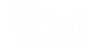 The Creative Direction logo in elegant white script on a black background, representing a full-service branding and marketing agency for purpose-driven brands.