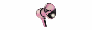 Pink megaphone icon symbolizing marketing, messaging, and audience reach