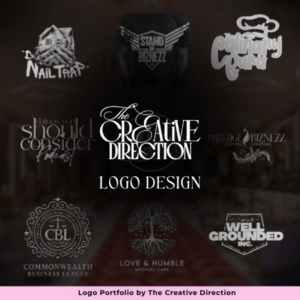 Professional custom logo design showcasing brand identity concepts and final mark in print and digital mockups.